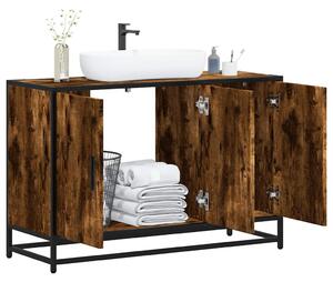 Füstös tölgy szerelt fa fürdőszobai mosdószekrény 90x33x60 cm