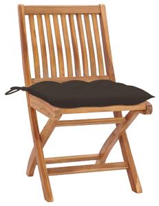 VidaXL 8 db összecsukható tömör tíkfa kerti szék párnával