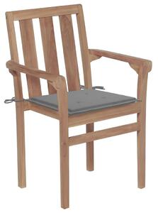 VidaXL 6 db rakásolható tömör tíkfa kerti szék párnákkal