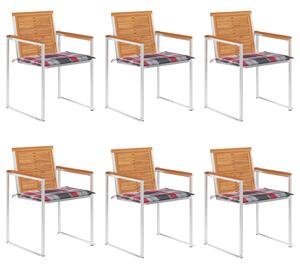 VidaXL 6 db tömör akácfa kerti szék párnákkal