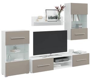 5 darabos TV-egység LED világítással kőszürke