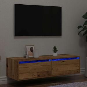 TV szekrény LED világítással régi fa 100X35,5x25 cm