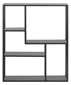 Fekete fali könyvespolc kőrisfa dekorral 75x91 cm Seaford – Actona