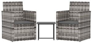 3 részes szürke polyrattan kültéri ülőgarnitúra párnákkal (319191)