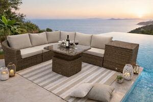 DEOKORK Rattan moduláris készlet BORNEO LUXURY 5 személyes (barna)