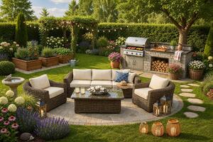 DEOKORK Rattan moduláris készlet BORNEO LUXURY 5 személyes (barna)