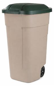 Műanyag kültéri szemetes 110l beige-zöld