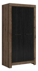 Gardróbszekrény Dunfelu 111, Laminált forgácslap, 195x98x55cm, Fekete tölgy, Monastery tölgy
