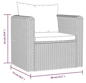 VidaXL fekete polyrattan egyszemélyes kanapé párnákkal