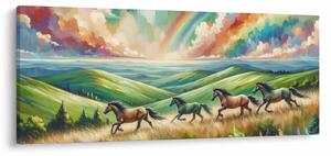 Kép – Vágtázó lovak a tájban (120x50 cm)