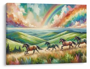 Kép – Vágtázó lovak a tájban (70x50 cm)