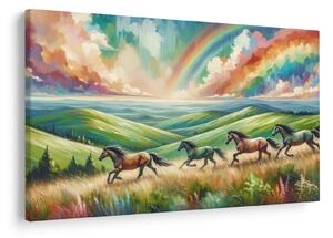 Kép – Vágtázó lovak a tájban (90x60 cm)