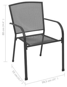 VidaXL 4 db antracitszürke acél hálós kültéri szék