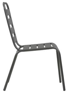 VidaXL 4 darab sötétszürke acél kültéri szék lécezett dizájnnal