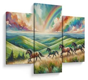 Kép – Vágtázó lovak a tájban (90x60 cm)