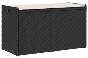 VidaXL fekete polyrattan kültéri tárolópad párnával 100 cm