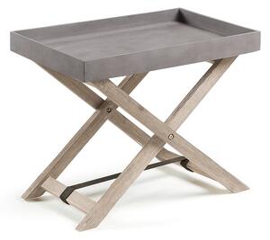 Stahl szürke összecsukható kisasztal akácfából - Kave Home