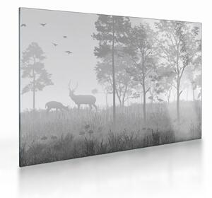 Üveg kép - rét szarvasokkal (70x50 cm)