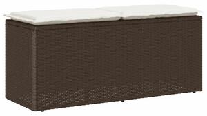 Barna polyrattan kerti pad párnával 110x40x44 cm