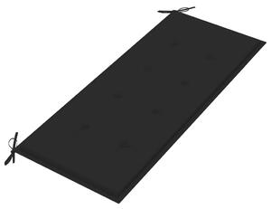 VidaXL tömör tíkfa Batavia pad fekete párnával 120 cm
