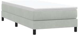 Világosszürke bársony rugós ágy matrac nélkül 80x210 cm