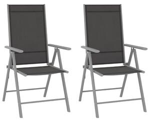 VidaXL 2 db fekete összecsukható textilén kerti szék