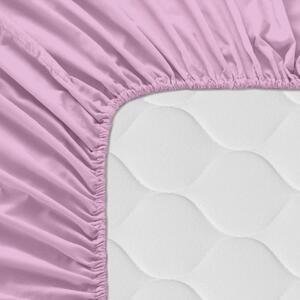 Rózsaszín pamut elasztikus lepedő, 70 x 140 cm