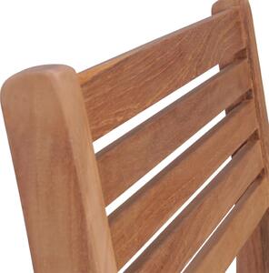 VidaXL 4 db tömör tíkfa kerti szék szürke kockás párnákkal