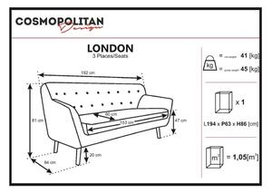 London sötét rózsaszín kanapé, 192 cm - Cosmopolitan design