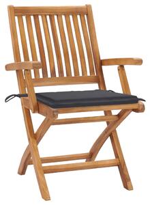 VidaXL 2 db tömör tíkfa kerti szék antracitszürke párnával