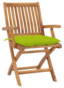VidaXL 2 db tömör tíkfa kerti szék élénkzöld párnával