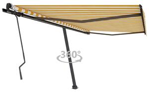 Sárga és fehér kézzel kihúzható póznás napellenző 400 x 300 cm