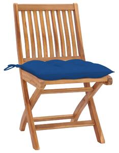 VidaXL 2 db tömör tíkfa kerti szék kék párnával
