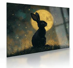 Üveg kép - Nyúl és hold (70x50 cm)