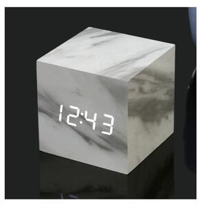 Cube Click Clock szürke márványszínű ébresztőóra fehér LED kijelzővel - Gingko