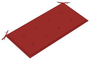 VidaXL tömör tíkfa kerti pad piros párnával 112 cm