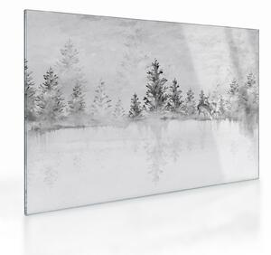 Üveg kép - Szarvas a tónál (70x50 cm)