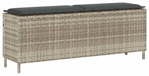 Világosszürke polyrattan kerti pad párnával 110x30x40,5 cm