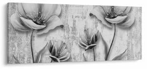 Kép - Fekete-fehér virágok a háttérben (120x50 cm)