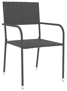 VidaXL 3 részes fekete polyrattan kerti étkezőgarnitúra