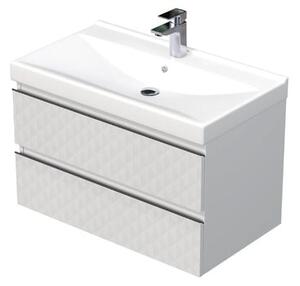 Fürdőszobaszekrény mosdóval SAT Cube Way 80x47,5x46 cm fehér matt CUBE3D46802ZBVER