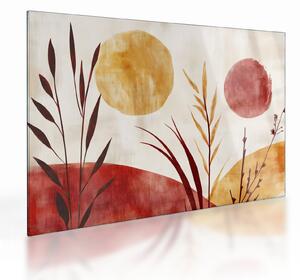 Üveg kép - Növények és körök (70x50 cm)