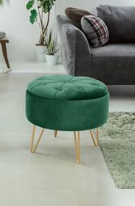 Elegáns DRAVIEN szék tárolóhellyel - üvegzöld / arany