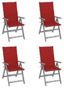 VidaXL 4 db dönthető tömör akácfa kerti szék párnával