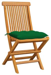 VidaXL 6 db tömör tíkfa kerti szék zöld párnával