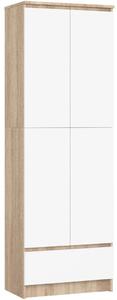 Kétajtós szekrény fiókkal 60 cm VALESTRA - sonoma tölgy / fehér
