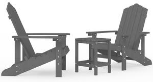 VidaXL antracitszürke HDPE kerti adirondack székek asztallal