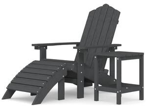 VidaXL antracitszürke kerti adirondack szék lábtartóval és asztallal