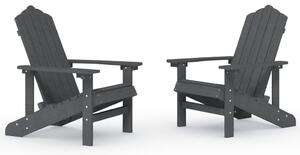 VidaXL 2 db antracitszürke HDPE kerti adirondack szék