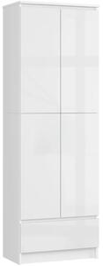 Kétajtós szekrény fiókkal 60 cm VALESTRA - fehér / fényes fehér
